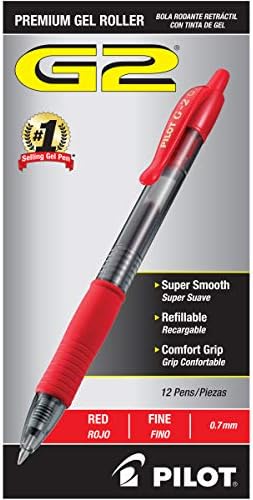 PİLOT G2 Premium Doldurulabilir ve Geri Çekilebilir Bilyeli Jel Kalemler, Siyah Mürekkep, 12'li Paket (31002) ve G2