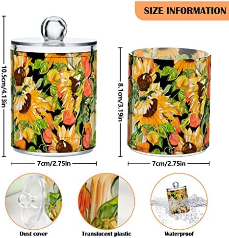 ınnewgogo Sonbahar Ayçiçeği 2 Paket pamuklu çubuk Topu Tutucu Organizatör Dağıtıcı Plastik Tezgah Kapaklı Teneke Kutu