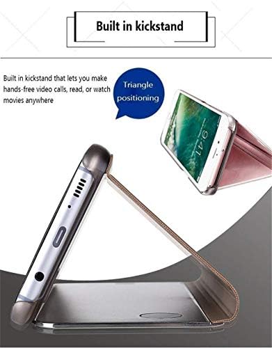 LEMAXELERS iPhone 12 Pro Max ile Uyumlu Kılıf Ayna Tasarımı Clear View Flip Ultra İnce Koruyucu Kabuk Kickstand Kapaklı