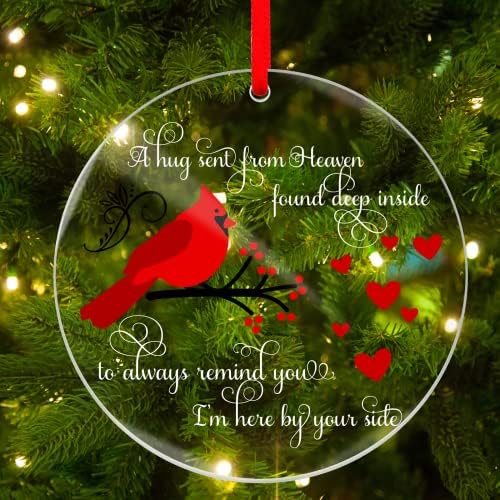 WaaHome Kırmızı Kardinal Noel Süsleri 3 Sevilen Birinin Kaybı için Anıt Noel Süsleri, Cennette Açık Noel Noel Ağacı