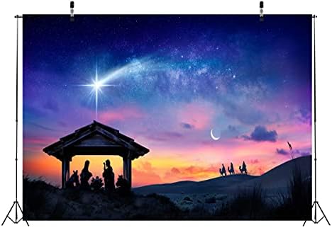 CORFOTO Kumaş 9x6ft İsa Zemin Tema Fotoğraf Yıldızlı Gece Deve Tanrı Korusun Dini Namaz İbadet Hıristiyan Sahne Bebek