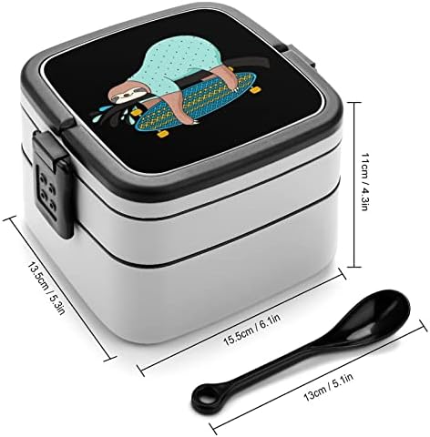 Patenci Tembellik Bento Kutusu Çift Katmanlı All-in-One İstiflenebilir yemek kutusu için Kaşık ile Piknik İş Seyahat