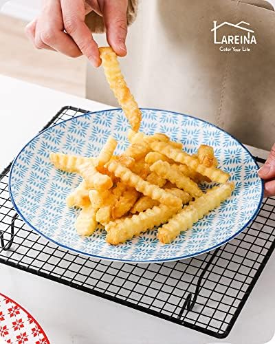 Lareina Salata Tabakları 6'lı Set, 8,5 inç Renkli Porselen Dekoratif Akşam Yemeği Tatlı Öğle Yemeği Servis Tabakları,