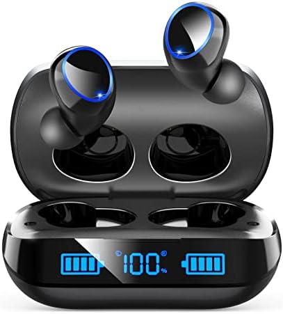 HIYDOO Bluetooth Kulaklıklar, gerçek Kablosuz Kulaklık 91Hrs Oynatma ile 1800 mAh Şarj Kılıf için Android Telefon,