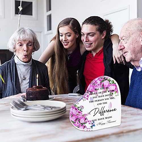 Akrilik Kalp Emeklilik Hediye Erkekler Kadınlar için Kalp Şekli Emekli masa süsü İşareti Çiçek Kalp Emeklilik Hatıra
