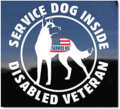 Hizmet Köpek İçinde Engelli Veteran / Yüksek Performanslı Vinil Pencere Çıkartması Belçika Malinois Köpek Sticker