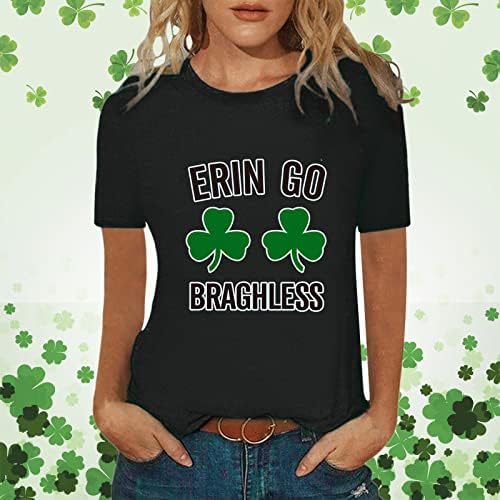 Yubnlvae St patrick Günü Tshirt Bayan Shamrock Konfor O Boyun Artı Boyutu Tatil İrlandalı Tişörtü