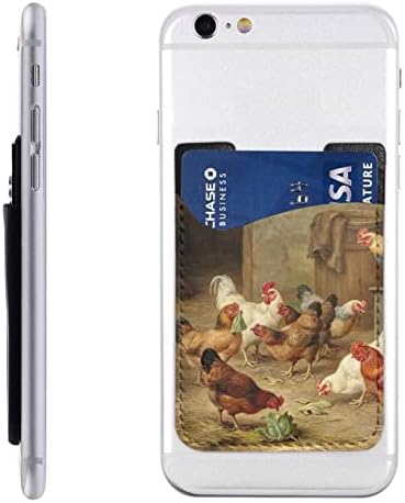 Kızartma Tavuk Tavuk Çiftliği telefon kartı tutucu Pu Deri Kredi Kartı Kimlik Kılıfı 3m Yapıştırıcı Kollu Tüm Akıllı