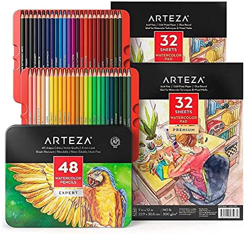 Arteza Suluboya Kağıdı ve Profesyonel suluboya kalemleri Paketi, Çizim Sanat Malzemeleri Sanatçı, Hobi Ressamlar ve