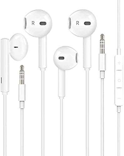 2 Paket Apple Kulaklıklar [Apple MFi Sertifikalı] Kulaklıklar 3,5 mm Kablolu Kulak İçi Kulaklık Fişli Kulaklıklar(Dahili