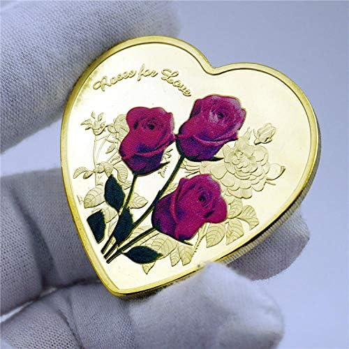 Cryptocurrency Favori Sikke hatıra parası 520 Kalp Şeklinde Aşk Altın Kaplama Gül Severler Nimet İsteyen Sikke Koleksiyonu