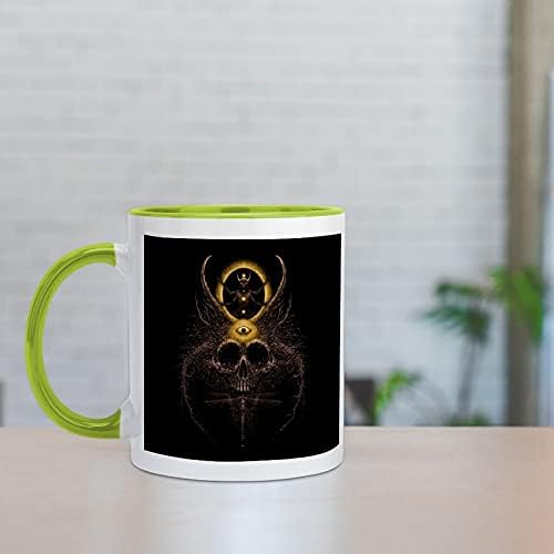 Psychedelic Forestmystic Kafatası Seramik Kahve Kupa ile Renk İçinde Ve Kolu çay bardağı için Kadın Erkek yeşil tarzı