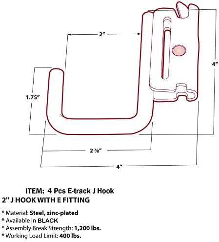 Onesnt E-Track Çelik J Kancalı Römork, E Track Yaylı Bağlantı Ataşmanları，2 inç Genişliğinde J Kancalı, Askı, Raf