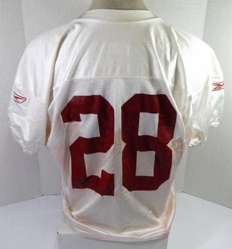 2009 San Francisco 49ers 28 Oyunu Verilen Beyaz Antrenman Forması Xl DP41582 - İmzasız NFL Oyunu Kullanılmış Formalar