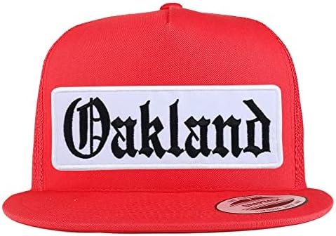 Trendy Giyim Mağazası Eski İngilizce Oakland Yama 5 Panel Flatbill Beyzbol Şapkası