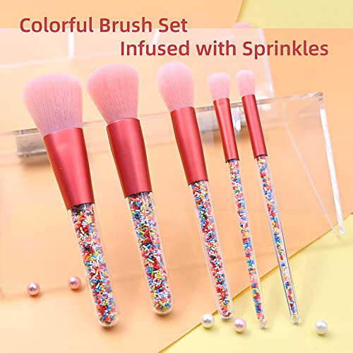 Dolovemk Coloful Makyaj Fırçalar Set Sevimli Sprinkles ile Yumuşak Premium Sentetik Vakfı Yüz Pudra Allık Göz Farı