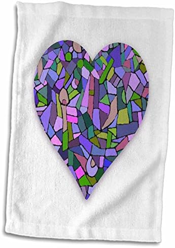 3dRose Mozaik Kalp grafik sanatı-gösterişli mor yeşil soyut -. - Havlular (twl-184880-3)