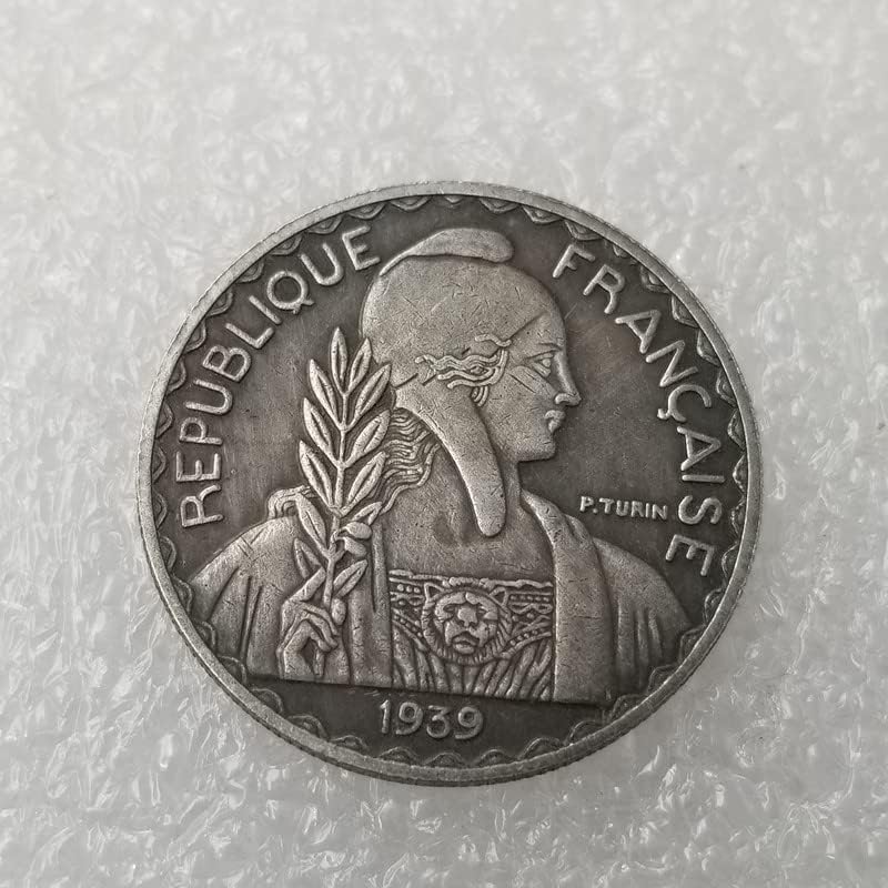 Antika el sanatları 1929 (1939) Fransız Gümüş Dolar Para 535