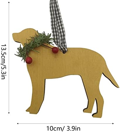 Ahşap Noel Köpek Garland ile Kırmızı Meyve Noel Ağacı Kolye Noel Dekorasyon El Sanatları Vitray vantuz