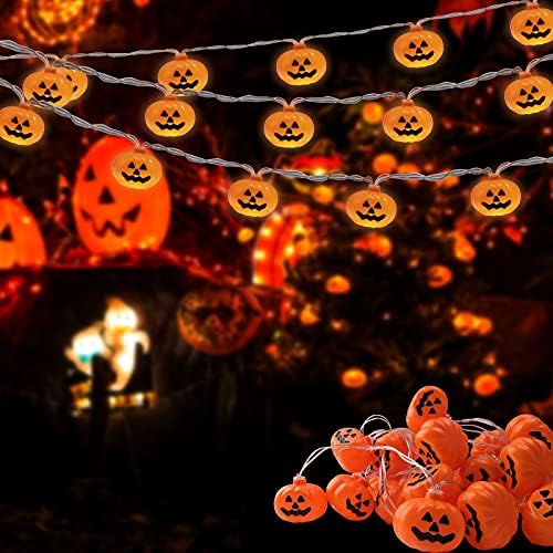 Monyus cadılar bayramı kabak dize ışıkları, 14.7 ft 30 bir turuncu kabak ışıkları, açık cadılar bayramı dekor için