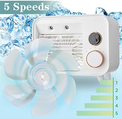SCDCWW Taşınabilir Mini Klima Hava Soğutucu Sprey Su Soğutma Fanı Nemlendirici led ışık 5 Hız Masa Kişisel (Renk: