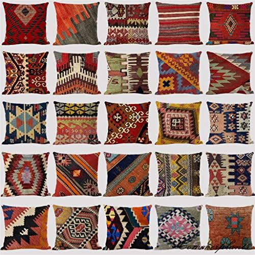 DİNGZZ Bohemian Desenler Keten Yastıkları Durumda Multicolors Soyut Etnik Geometri Baskı Yastıklar Kanepe Yastık (Renk