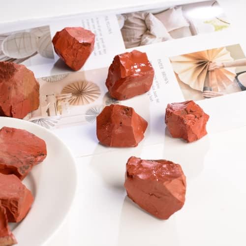 Anjıucc 1 lb Kırmızı Jasper Doğal Kaba Ham Taş Reiki Şifa Kristalleri Şifa, Meditasyon, Çakra Dengesi