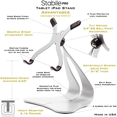 Siyah Döner Stabile PRO Ayarlanabilir Çelik Stand-Made in USA - Apple iPad ile uyumlu