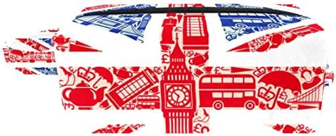 Asılı Seyahat makyaj çantası, Taşınabilir Makyaj Organizatör, Kozmetik Tutucu Fırça Seti, İngiltere Bayrağı Ünlü Bina