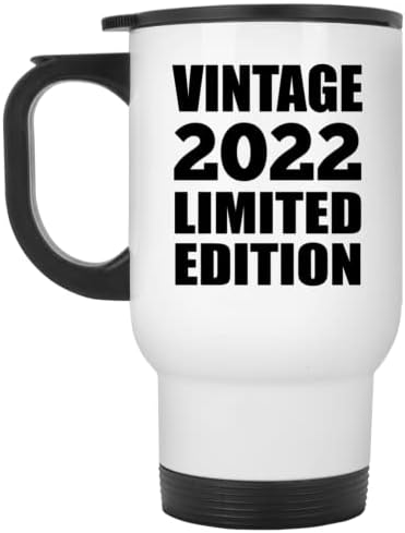 Designsify 1. Doğum Günü Vintage 2022 Sınırlı Sayıda, Beyaz Seyahat Kupası 14oz Paslanmaz Çelik termos kupa, Doğum