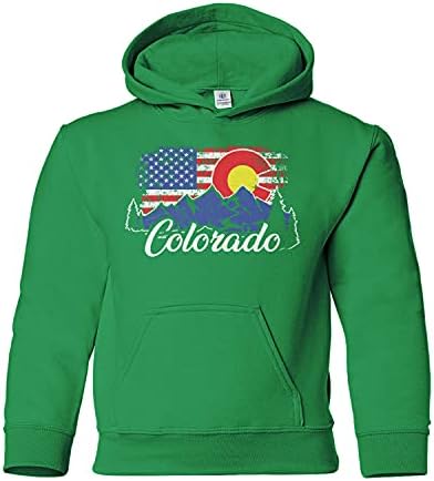 Threadrock Çocuklar Colorado Dağları Amerikan Bayrağı Gençlik Hoodie Sweatshirt