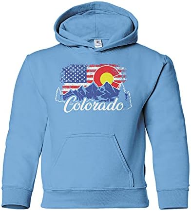 Threadrock Çocuklar Colorado Dağları Amerikan Bayrağı Gençlik Hoodie Sweatshirt