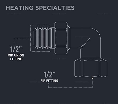 Hidronik ısıtma uygulamaları için Orta Hat Valfi 6I434 Dirsek Boru Bağlantısı 1/2 inç. FIP x Erkek Birliği Pirinç