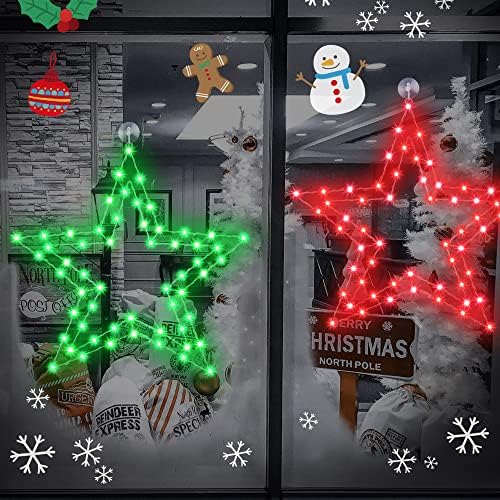18 ışıklı Noel yıldız siluet pencere ışık, 18 renk dim 8 modları yaktı Noel pencere süslemeleri ile uzaktan, 70 LED