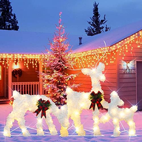 Noel Süslemeleri Açık Yard 3 Set ışıklı ren geyiği Noel tatil kapalı açık dekor, Pefect dışında Yard çim kapalı Noel