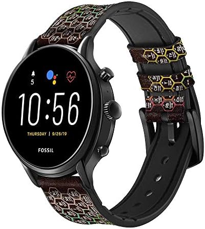 CA0827 Neon Petek Periyodik Tablo Deri ve Silikon akıllı saat Bandı Kayışı Fosil Erkek Gen 5E 5 4 Spor, Hibrid Smartwatch