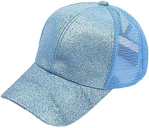 Zpervoba Örgü Geri Snapback Şapka Kadınlar için Sparkly Glitter Güneşlik Kamyon Şoförü Kapakları At Kuyruğu Şapka