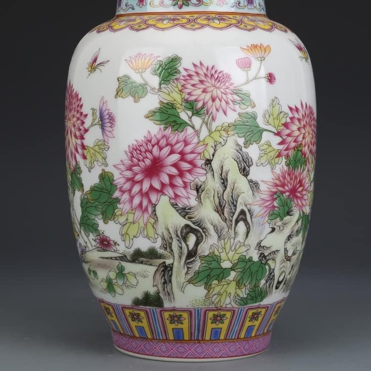 FEER Emaye Krizantem Kaplı Pot Çay Kavanoz Antika Koleksiyonu Antika Jingdezhen Porselen Süsler