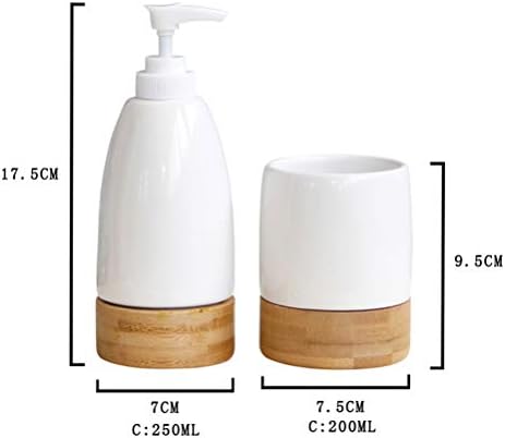 DOITOOL 2 adet Cermic pompa şişesi Banyo Sıvı Şişe Manuel sabun Şişesi Banyo Aksesuarları diş fırçası kabı Seti (Beyaz,