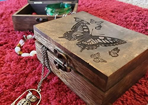 Oyulmuş Kelebek Mücevher Kutusu Güzel Biblo Hatıra Kutusu | Kızlar Kadınlar için Küpe Kolye Saklama Kutusu / Hediye