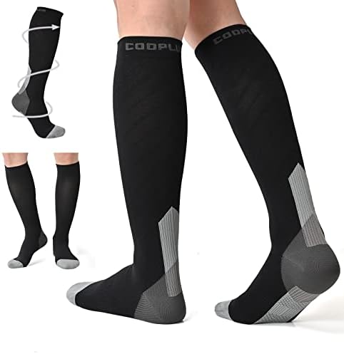 COOPLUS varis çorabı Kadın Erkek 20-30 mmhg Sirkülasyon Desteği diz üstü çorap Hemşire Koşu Atletik