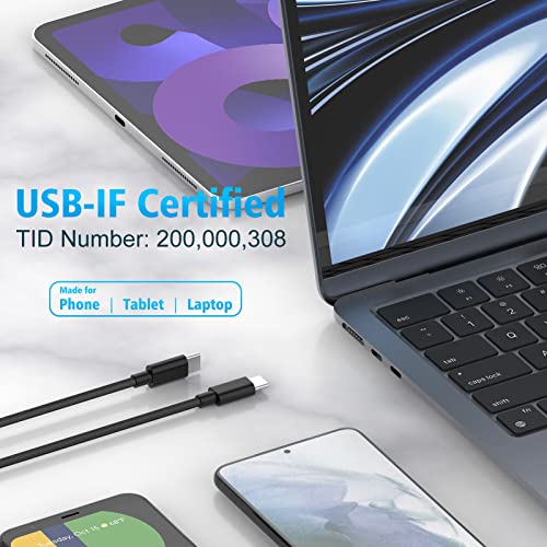 USB C'den USB C'ye Kablo 6.6 ft 60W, USBC C Tipi Hızlı Şarj Şarj Kablosu MacBook Pro, Mac Air, iPad Pro 12.9 11 inç,