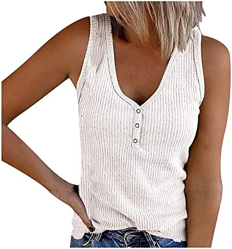 MIASHUI Sıkıntılı Üst Kadın T-shirt V Yaka Kolsuz Fanila Gömlek kadın Düğme aşağı Backless Kadınlar için Tops artı