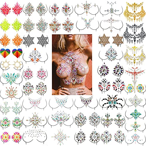 JJKUN Meme Mücevherleri Dövme Taklidi Göğüs Etiketi Geçici Dövme Glitter Meme Vücut Mücevherleri Dövme Etiketi Vücut