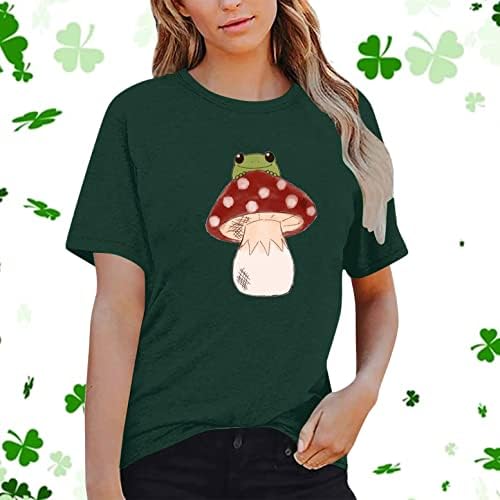 Kısa Kollu Tee Gömlek Kadın kadın Sevimli Kurbağa Gömlek Mantar Gömlek Üst Kısa Kollu Rahat Baskı Spandex T Shirt