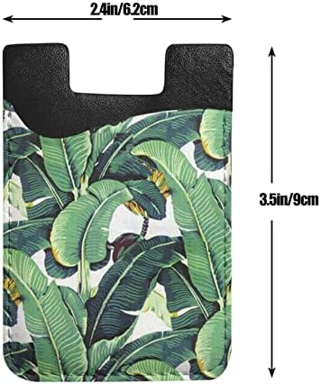 Tropikal Muz palmiye Yaprakları telefon kartı tutucu Pu Deri Kredi Kartı Kimlik Kılıfı 3m Yapıştırıcı Kollu Tüm Akıllı