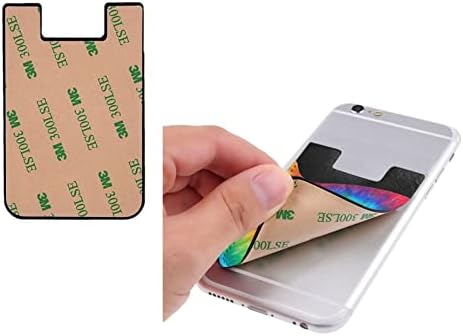 Batik Gökkuşağı telefon kartı tutucu Pu Deri Kredi Kartı Kimlik Kılıfı 3m Yapıştırıcı Kollu Tüm Akıllı Telefonlar