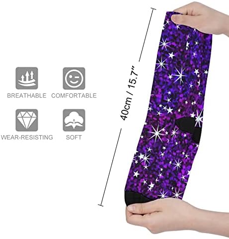 WEEDKEYCAT Glitter Galaxy Yıldız Ekip Çorap Yenilik Komik Baskı Grafik Rahat Orta Kalınlıkta İlkbahar Sonbahar ve
