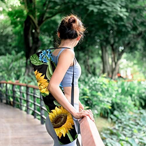 Ayçiçeği Ve Çiçek Yoga Mat Çanta Tam Zip Yoga Taşıma Çantası Kadın Erkek, egzersiz yoga matı Taşıyıcı Ayarlanabilir
