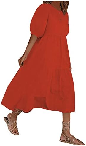 WPOUMV Yaz Maxi Elbiseler Kadınlar ıçin Şık Rahat Kısa Kollu Ekip Boyun Elbise Moda Düz Renk Elbise Plaj uzun elbise